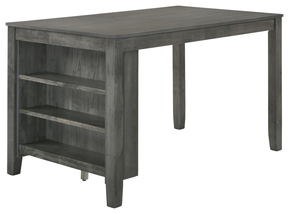 Rustic Gray Counter Height 3-Shelf Dining Table - Transitional - Dining ...