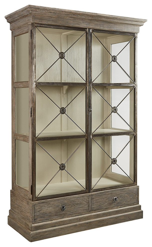 Helsinki Glass Door Display Case Bookshelf Farmhouse Bookcases by