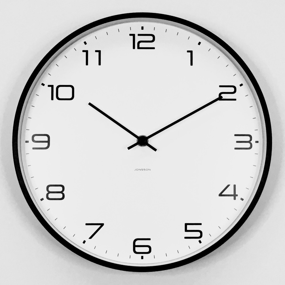 Silent Wall Clock, Black and White 12" Transitional Wall Clocks