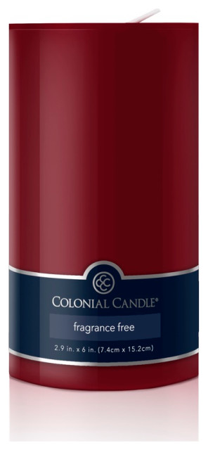 3x6" Colonial Candle Unscented Pillar Candle, Cranberry, Set of 2