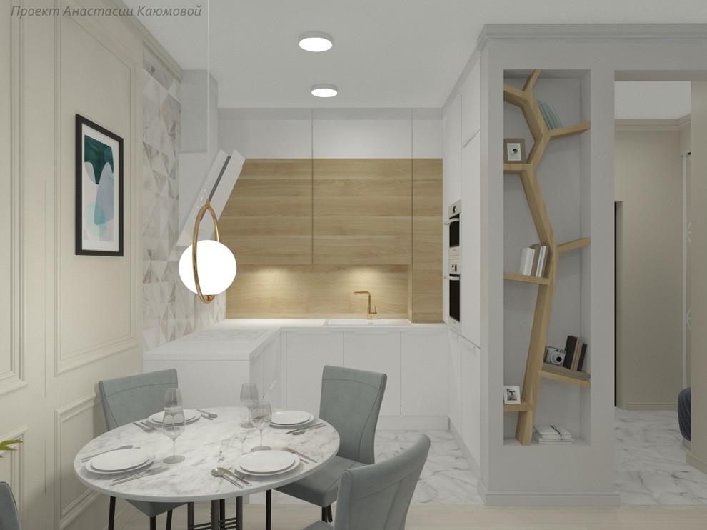 Кухня, совмещенная с гостиной и прихожей