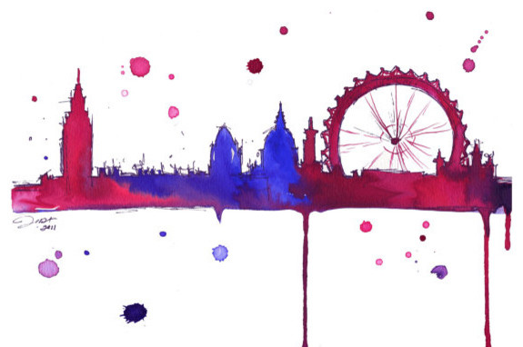 Watercolor Travel Illustration London Baby by JessicaIllustration