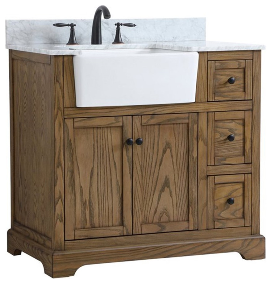 Elegant Decor Franklin 36" Single Bathroom Vanity with Backsplash in Driftwood Transitional
