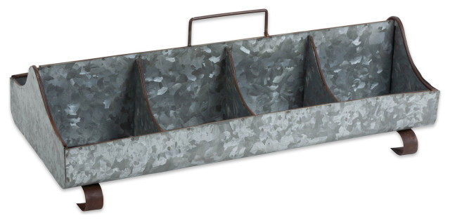 Dii Galvanized Metal Farmhouse Trough Caddy Tray With Handle Farmhouse Outdoor Pots And Planters By Virventures Houzz