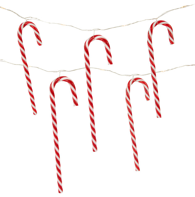 10Count LED Candy Cane Micro Fairy Christmas Light Set 3ft Clear Wire Modern Holiday
