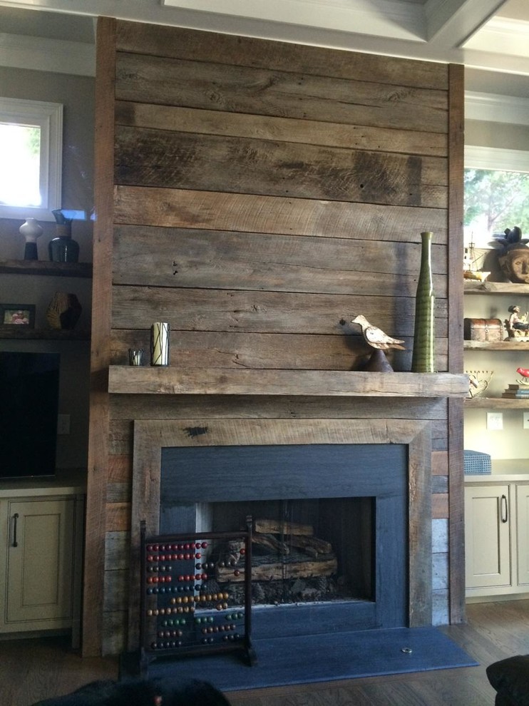 Reclaimed Wood Fireplace Surround And Mantel Rustic Family