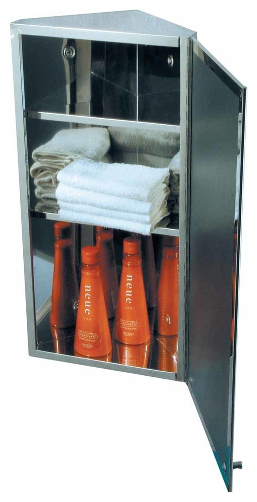Polished Stainless Steel Corner Medicine Cabinet With Mirror Door Medicine Cabinet With Mirror Door