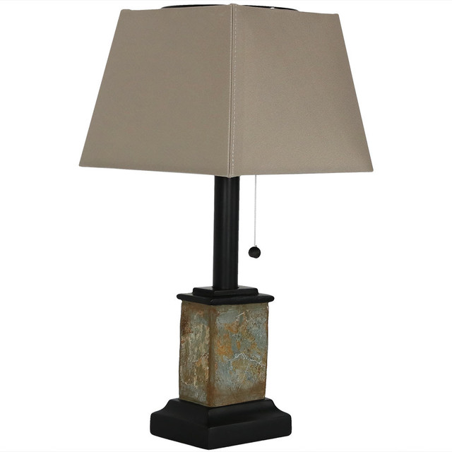 Sunnydaze Outdoor Small Square Slate Solar Table Lamp 16 Tall