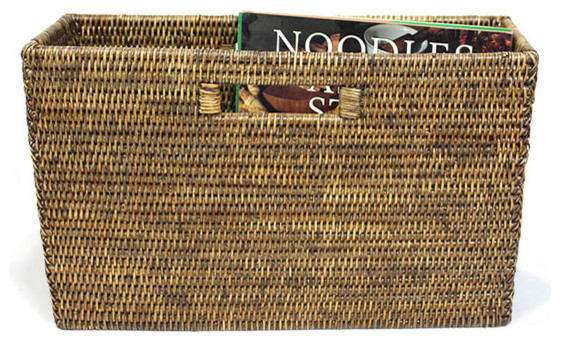 Rattan Slim Magazine Basket - Contemporary - Magazine Racks - by Hudson ...