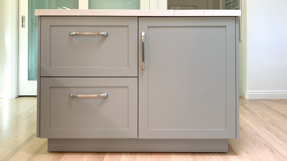 Urban Grey Kitchen Remodel with Roll-Around Island