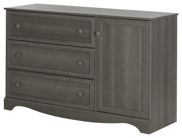 3-Drawer Dresser with Door in Gray Maple