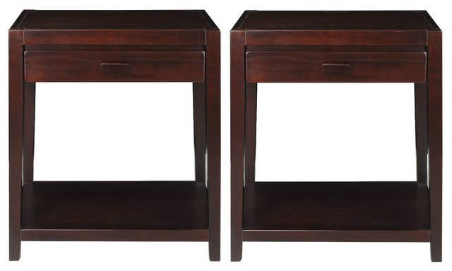 Casual Home Notre Dame Nightstand With Usb Ports Espresso Set Of 2 Transitional Nightstands And Bedside Tables By Virventures