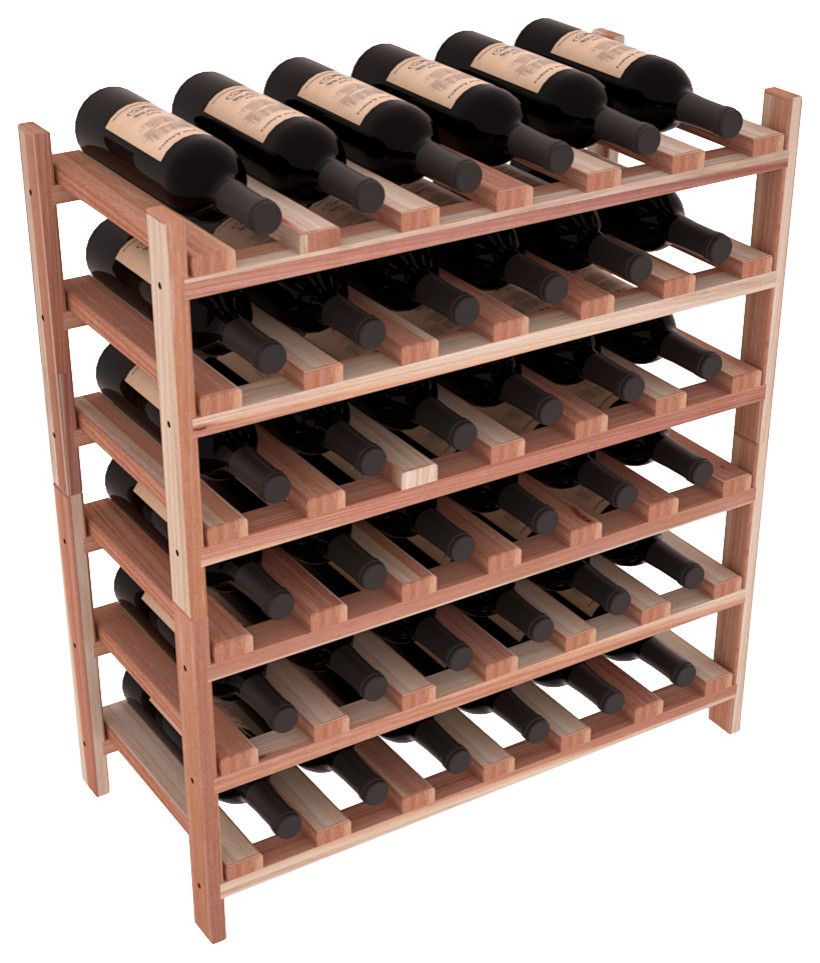 36-Bottle Stackable Wine Rack, Premium Redwood, Unstained