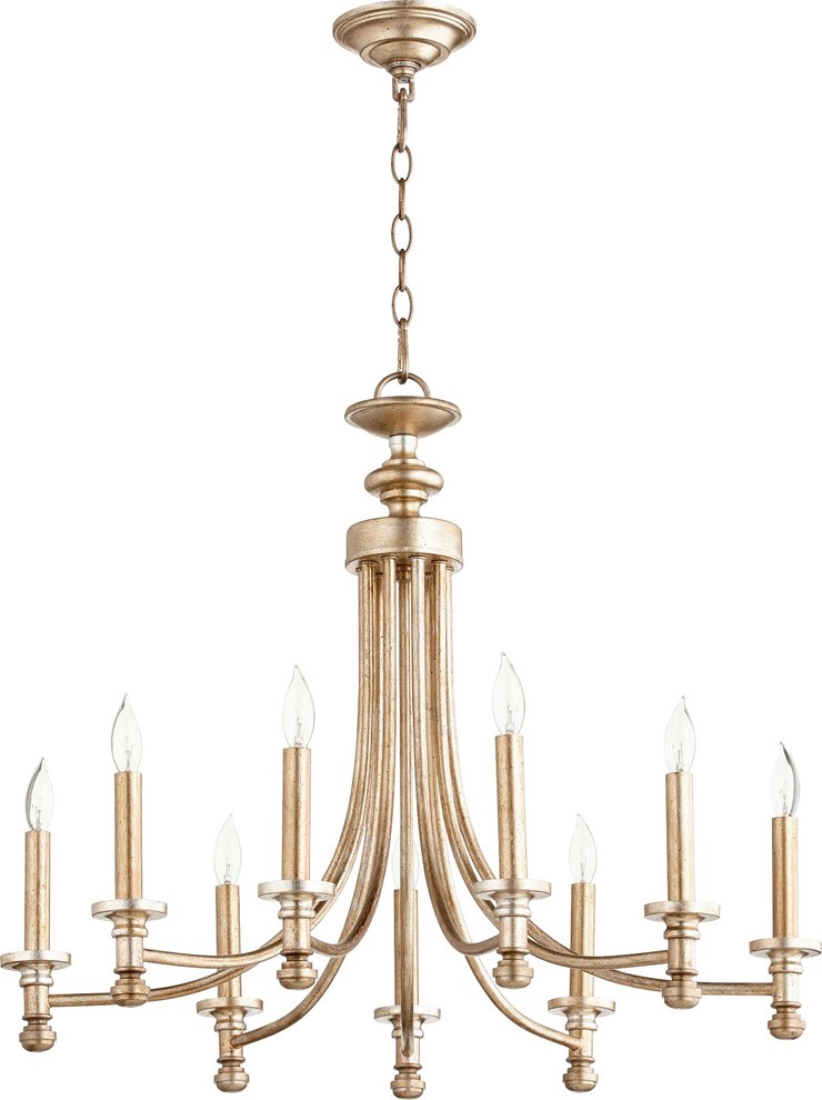 Quorum Rossington 9Light Candelabra Chandelier, Aged Brass