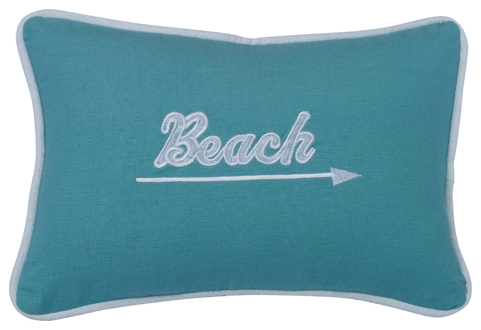 Embroidered "Beach" Pillow Decorative Pillows by HiEnd Accents Houzz