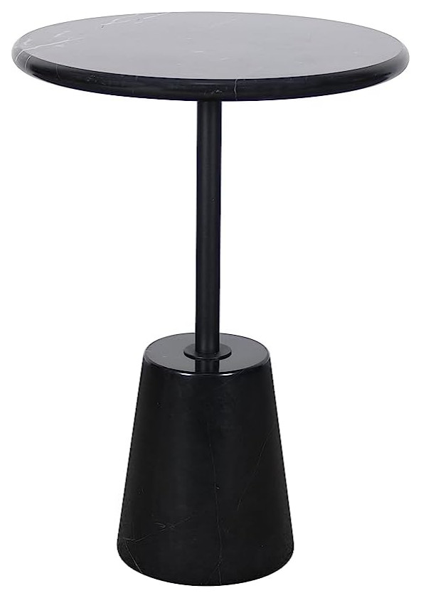 First of a Kind Wendy Modern Black Marble Pedestal Side Table
