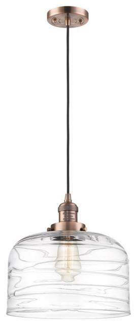 Innovations Bell 1-Light XL Mini Pendant 201C-AC-G713-L, Antique Copper