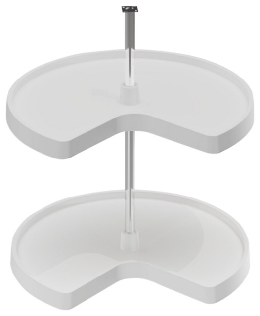 Dowell Lazy Susan Kidney Shape, 2 Tier, White, 24" Contemporary