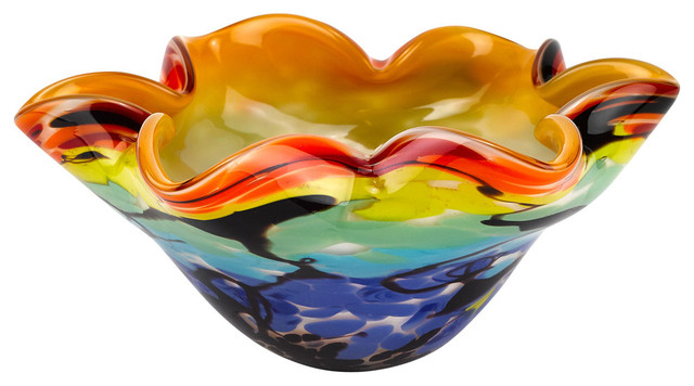 Allura Murano Style Art Glass Floppy Centerpiece Bowl Contemporary Decorative Bowls By