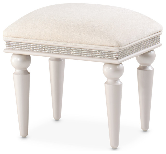Glimmering Heights Vanity Bench, Ivory Traditional Vanity Stools