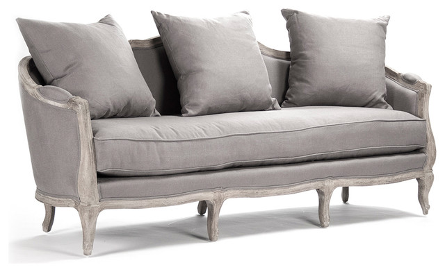 Rue du Bac French Country Grey Linen Feather Sofa