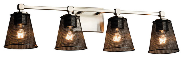 Wire Mesh 4-Light Bathroom Vanity Light in Brushed Nickel - Transitional - Bathroom Vanity ...
