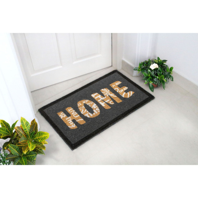White Machine Tufted Scripty Home Doormat, 18" x 30", 18" x 30