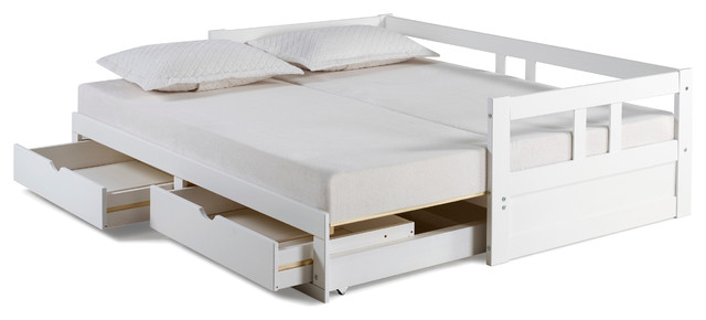 Trundle Daybed With Storage Drawers, Trundle Beds That Convert To Queen
