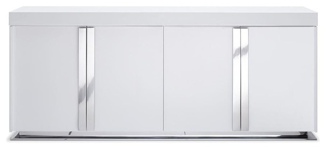 Gorgeous White High Gloss Storage Credenza Contemporary