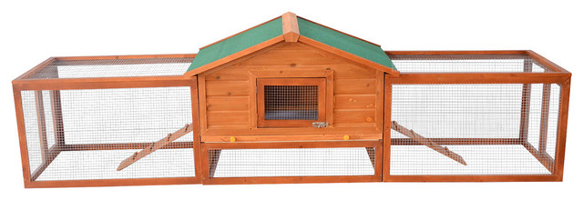 Pawhut Deluxe Wooden Rabbit Hutchchicken Coop With Double Outdoor Runs 122