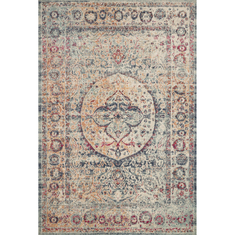 Nour Blue/Multi Rug, 1'11"x3' Traditional Area Rugs by
