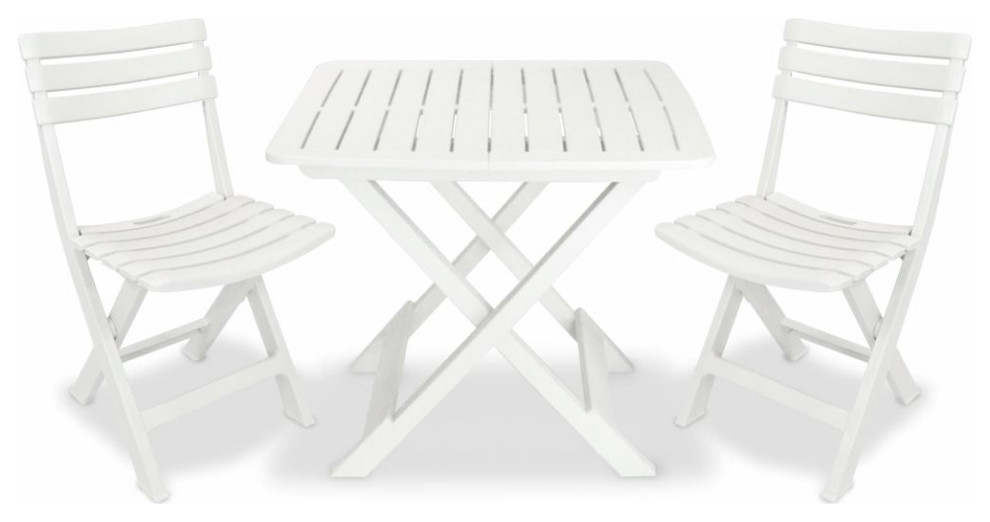 vidaXL Folding Bistro Set 3 Pieces Plastic Anthracite Outdoor Patio Furniture Transitional