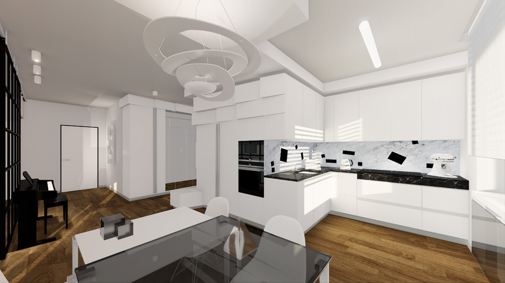 Квартира в ЦАО г. Москва_Кухня - столовая - холл