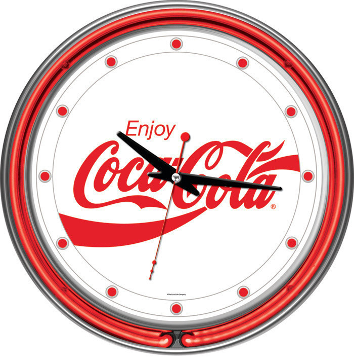 Enjoy Coke White Neon Clock - Two Neon Rings