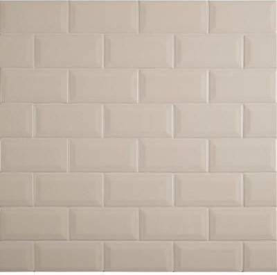 3x6 Almond Glossy Beveled Subway Transitional Wall And Floor 10 Sq Ft Of 3x6 Almond Glossy Beveled Subway