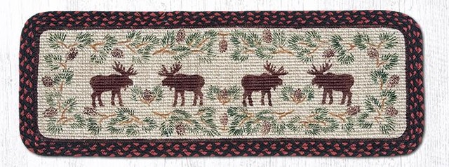 Earth Rugs WW-19 Moose / Pinecone Wicker Weave Table Runner 13" x 36"