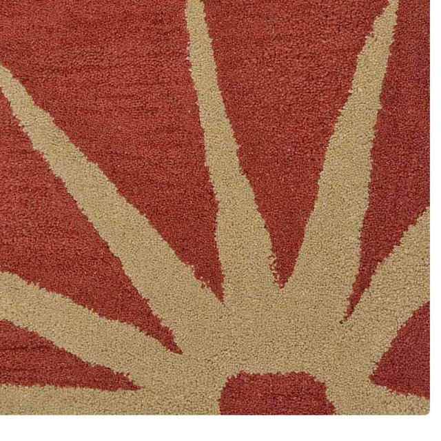 Hand Tufted Wool Area Rug Floral Red Gold, [Rectangle] 3'x5 ...