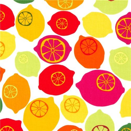 white lemon fruit fabric by Robert Kaufman