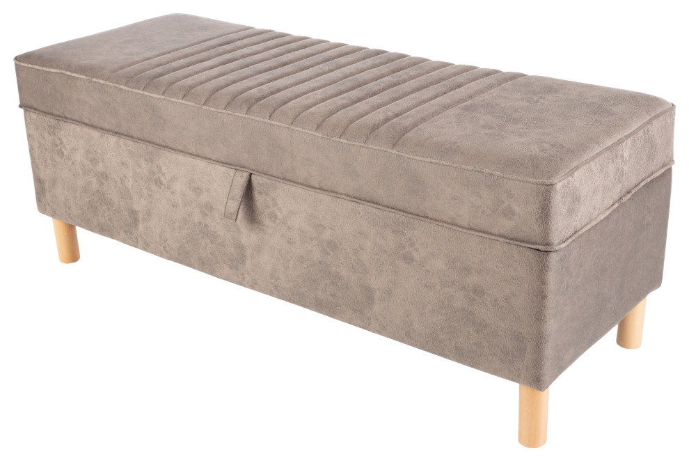 Suede Upholstered Footrest Midcentury Footstools And Ottomans by