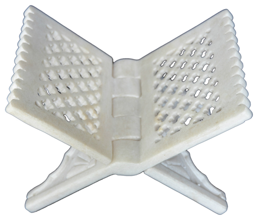 Makrana White Marble Book Stand Traditional Desk Accessories by