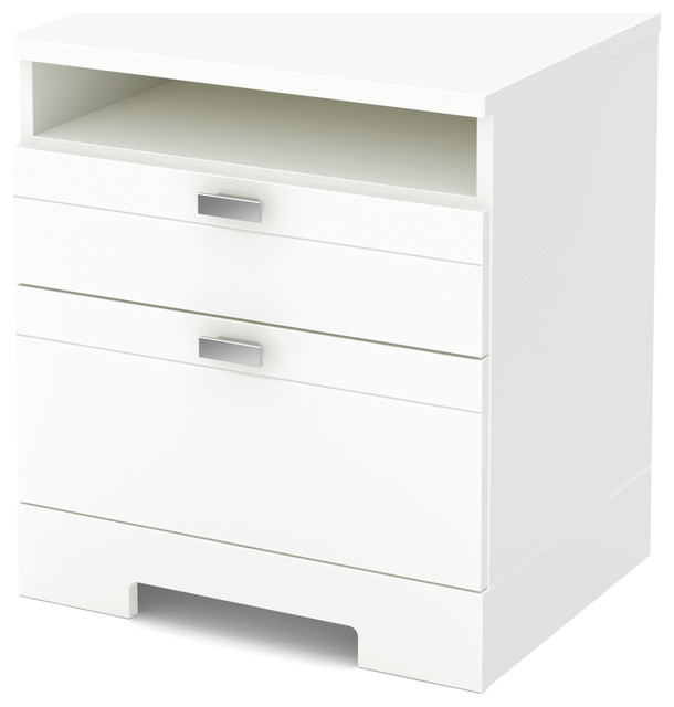 South S Reevo Night Stand With Drawers And Cord Catcher South S Reevo Night Stand With Drawers And Cord Catcher Pure White