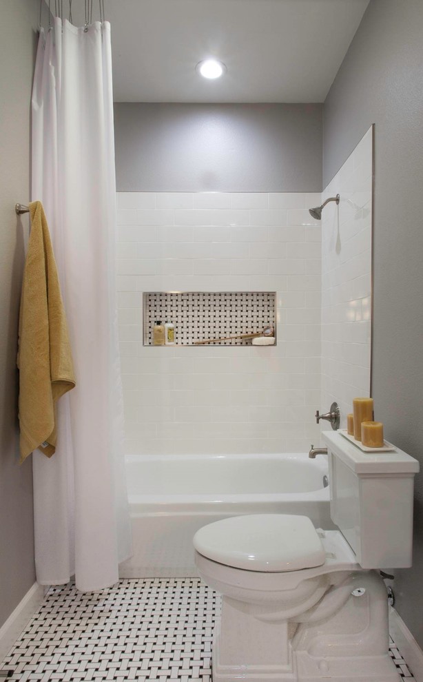 This is an example of a large transitional bathroom.