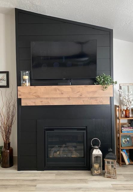 Fireplace Remodel - Custom Shiplap Mantel