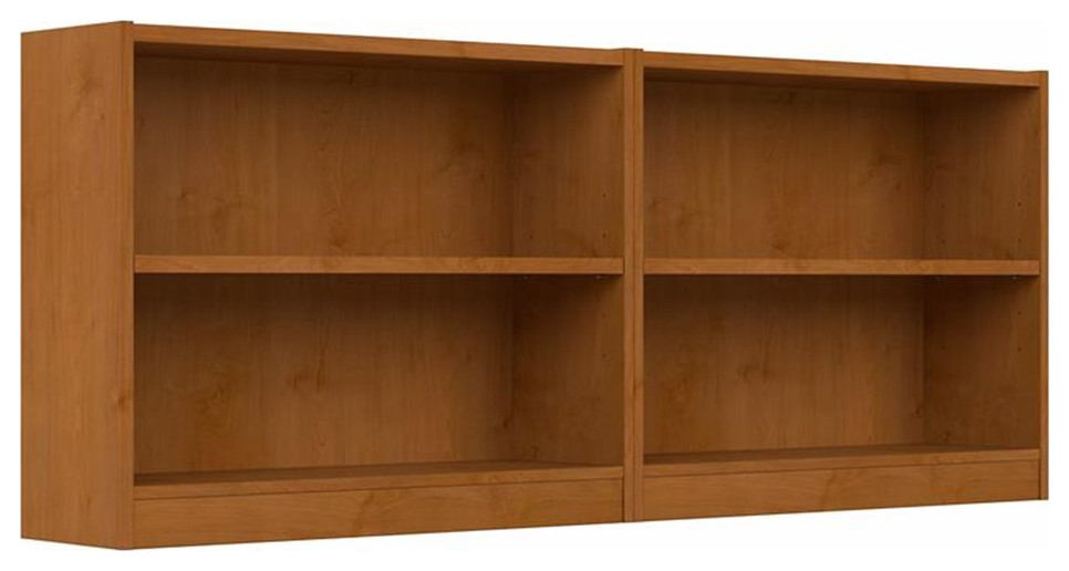 Bush Furniture Universal 2 Shelf Bookcase in Pure White (Set of 2