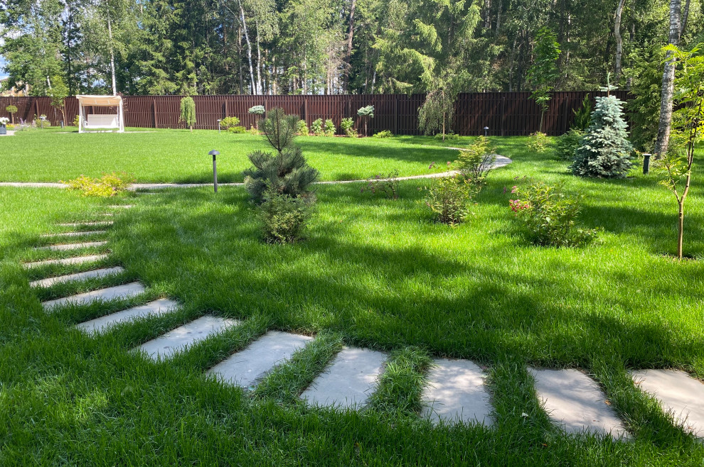 КП ЭкоПарк Ушаково. Ландшафт. Беседка с ББК в стиле дома.