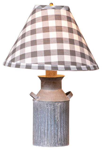 Milk Jug Lamp with Gray Check Shade - Farmhouse - Table Lamps - by ...