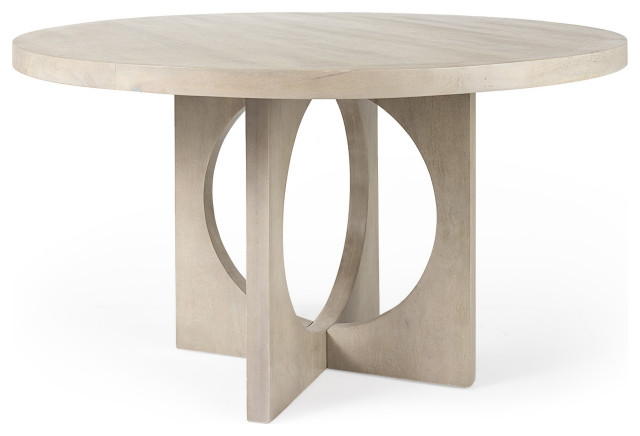 Light Natural Wood Round Geometric Dining Table - Transitional - Dining ...