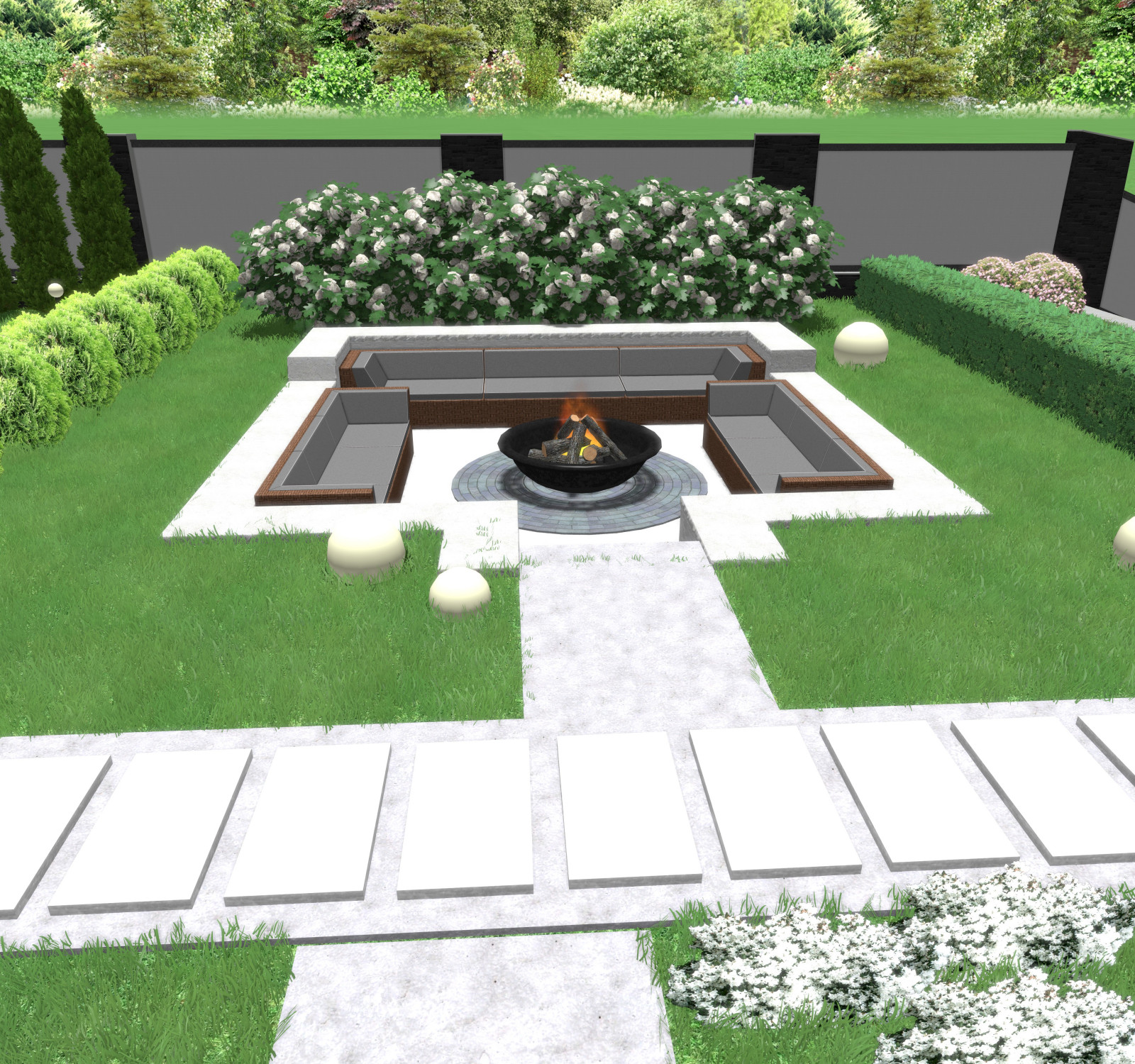 Проект участка с вертикальной планировкой. Подпорные стенки и перепады высот.