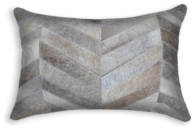 Torino Chevron Pillow, Gray, 12"x20"