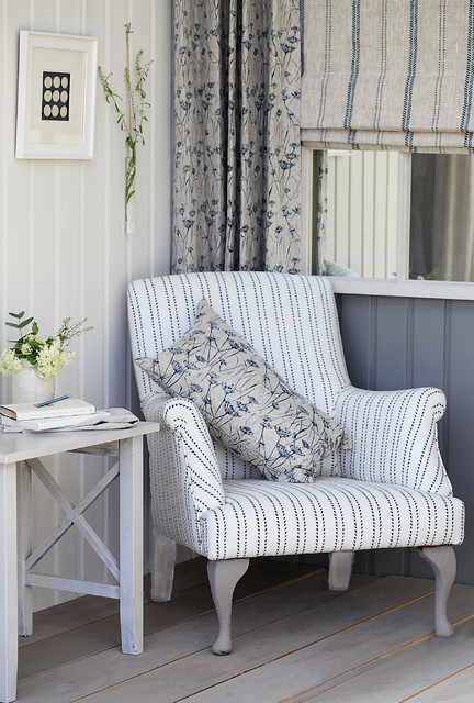 Contemporary Coastal Interior maritim-vardagsrum